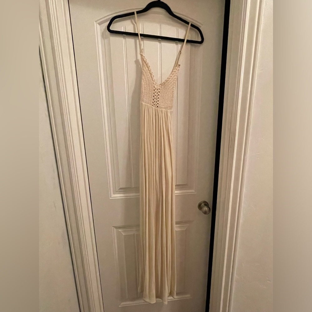 *$5 add on Crochet top off white maxi dress